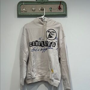 Civilized Beige God is bigger Hoodie for Men large new with tag streetwear